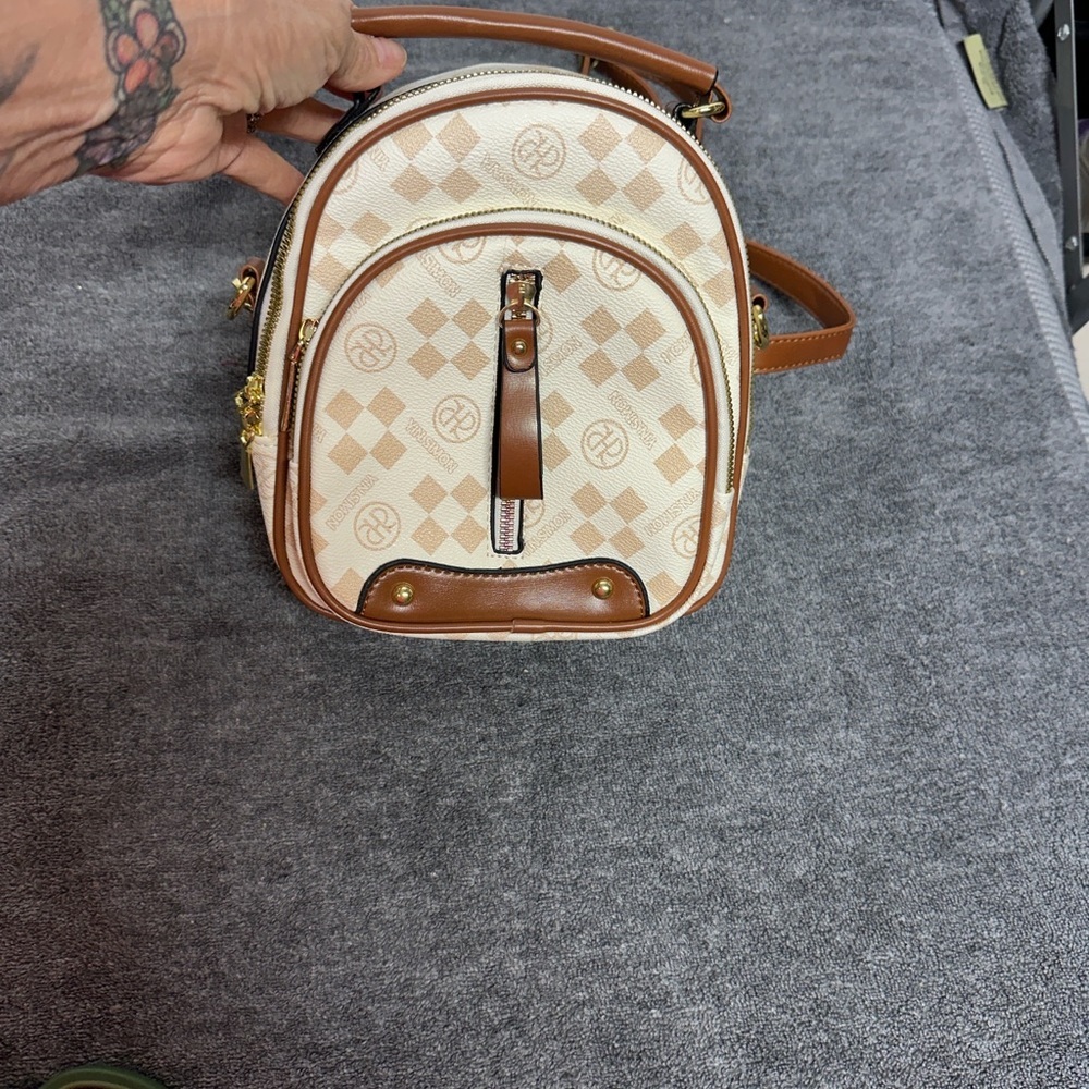 Elegant Tan and Cream Backpack